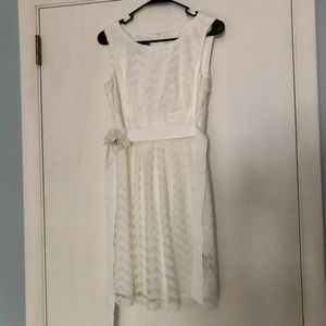 White Dress with Flower Belt